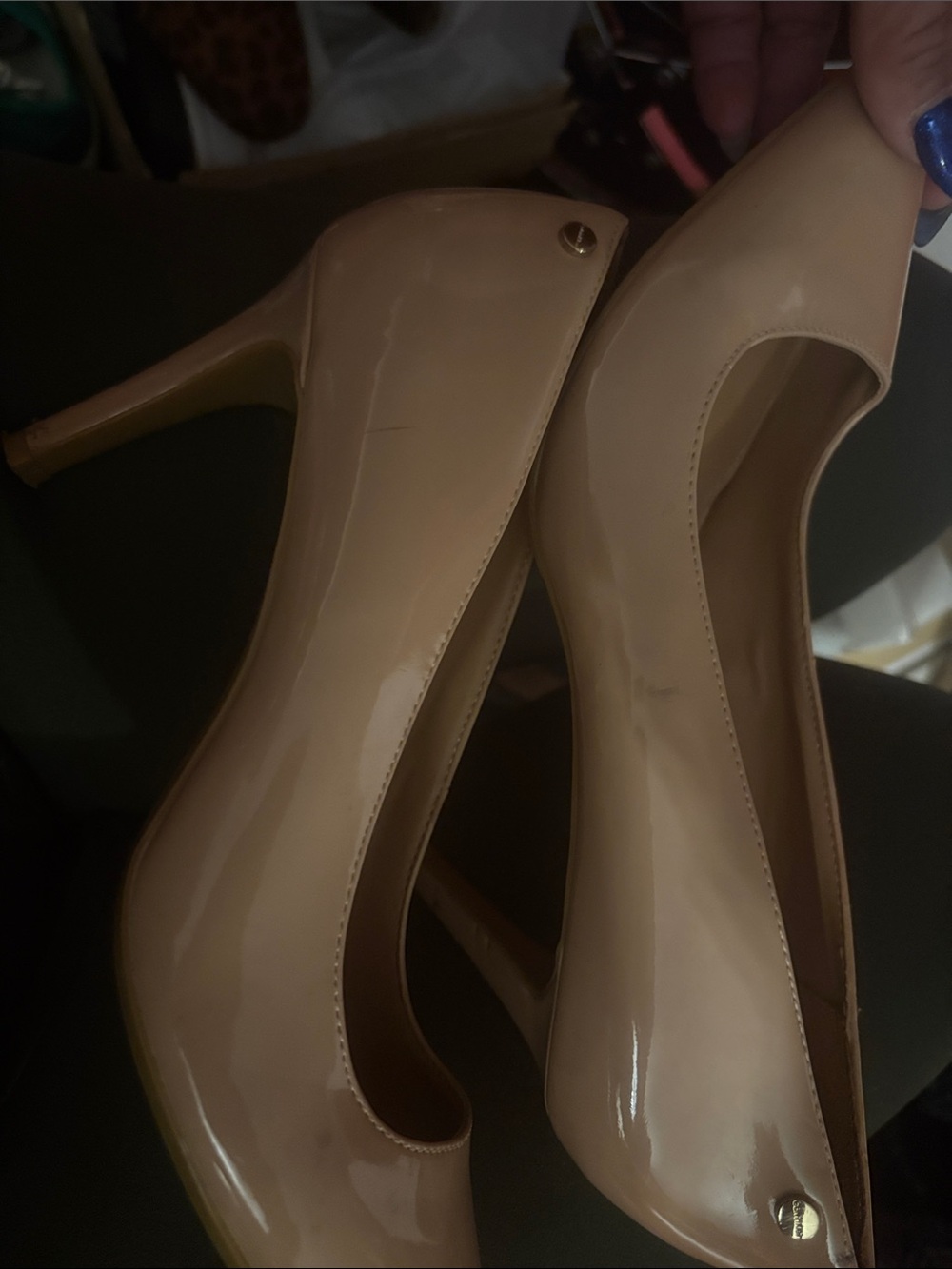 Calvin Klein Classic Nude Patent High Heels - Women